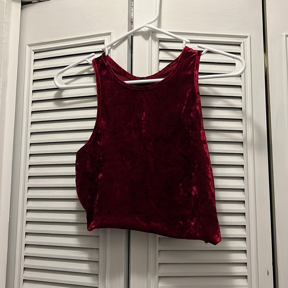 Garnet or Ruby Red Velvet Crop Top Forever 21